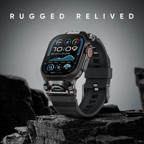 Rugged Bands Compatible for Apple Watch Ultra 2/Ultra Band 49mm 46mm 45mm 44mm 42mm, Silicone Sport Strap with Durable Stainless Steel Connector for iWatch Series 10 9 8 7 6 5 4 3 SE in Kuwait