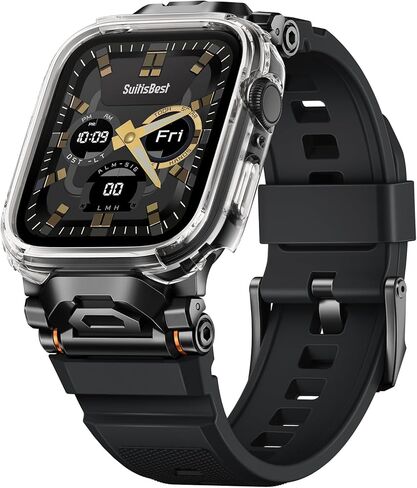 Rugged Bands Compatible for Apple Watch Ultra 2/Ultra Band 49mm 46mm 45mm 44mm 42mm, Silicone Sport Strap with Durable Stainless Steel Connector for iWatch Series 10 9 8 7 6 5 4 3 SE in Kuwait