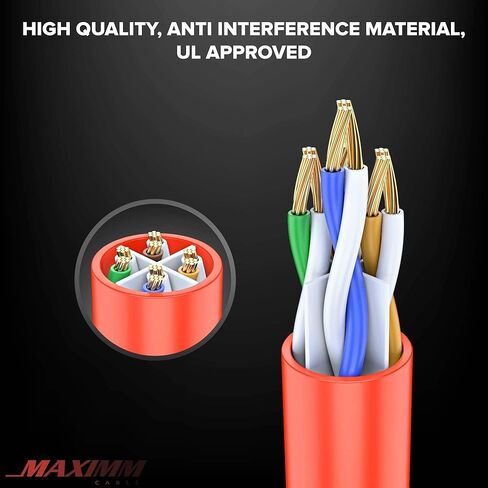Maximm Cat 6 Ethernet Cable 3 FT ، 100 ٪ COPPER PUER ، CAT6 (20 Pack) Cable ، كابل الإنترنت وكابل التصحيح وكابل الشبكة - UTP (أسود) 3 أقدام in Kuwait