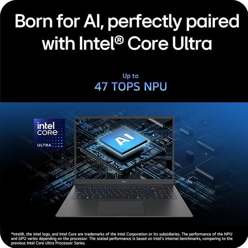 LG gram 16-inch Thin and Lightweight Laptop Computer, Copilot+ PC, Intel Evo Edition Powered by Intel Core Ultra9 288V Processor, Windows 11 Home, 32GB RAM, 2TB SSD - Obsidian Black in Saudi Arabia