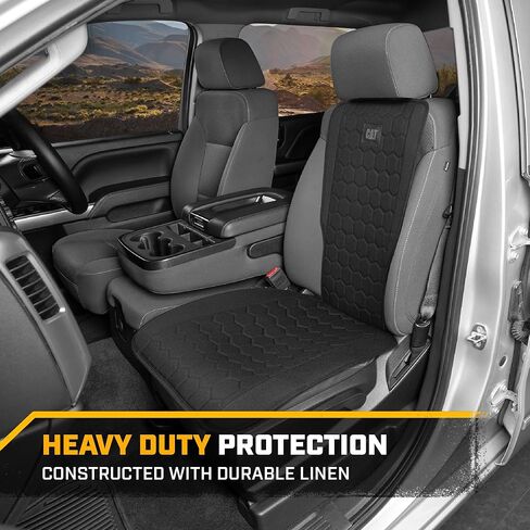 Cat Hex Linen Car Care - حماة مقاعد شاقة مع نمط سداسي أنيق ، ملاءمة عالمية ، متينة وسهلة التثبيت للسيارات والشاحنات (2pc) in Saudi Arabia