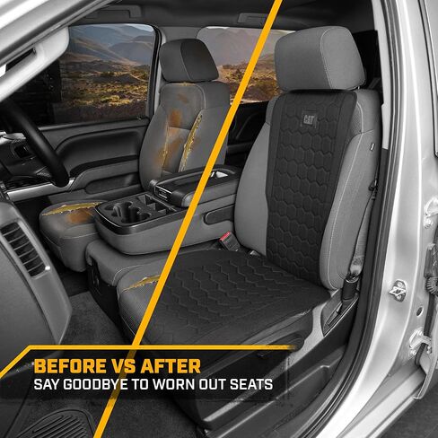 Cat Hex Linen Car Care - حماة مقاعد شاقة مع نمط سداسي أنيق ، ملاءمة عالمية ، متينة وسهلة التثبيت للسيارات والشاحنات (2pc) in Saudi Arabia