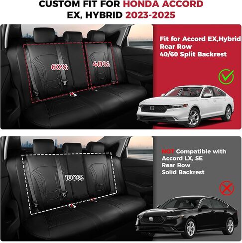 FREESOO for Honda Accord Seat Covers EX Hybrid 2023 2024 2025, Custom Fit Car Seat Covers, Luxury Waterproof Leather Seat Covers Full Set, Black in Kuwait