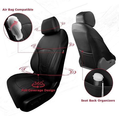 FREESOO for Honda Accord Seat Covers EX Hybrid 2023 2024 2025, Custom Fit Car Seat Covers, Luxury Waterproof Leather Seat Covers Full Set, Black in Kuwait