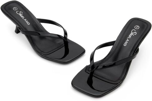 Shoe Land Kitten Heels for Women | Flip Flop Low Heels Thong Sandals | 2.75 Inch Stiletto Heeled Slides | Square Open Toe Slip-On Dressy Sandals for Summer | 2025 Trendy in Saudi Arabia