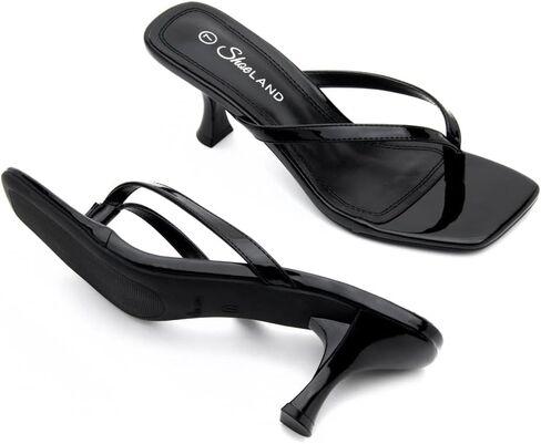Shoe Land Kitten Heels for Women | Flip Flop Low Heels Thong Sandals | 2.75 Inch Stiletto Heeled Slides | Square Open Toe Slip-On Dressy Sandals for Summer | 2025 Trendy in Saudi Arabia