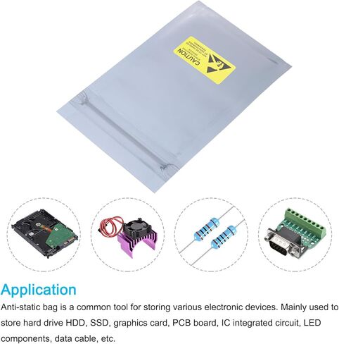 MECCANIXITY Anti Static Bags Shielding Bag 50pcs 4.7x6inch(12x15cm) Resealable with Labels for Hard Drive HDD SSD PCB Board in Saudi Arabia