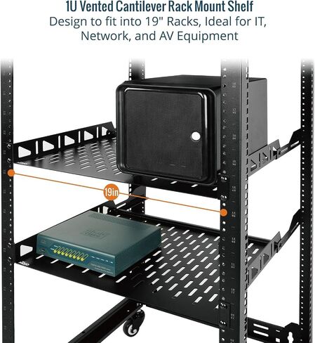 1U Rack Shelf,19 inch Rack Shelf 6 inch Depth,Rack Mount Shelf with Anti-Slip Stops,Server Rack Shelf and Network Shelf for 19 in Equipments, 55lbs Capacity of Vented 1U Shelf,No Lip(2 Pack) in Saudi Arabia