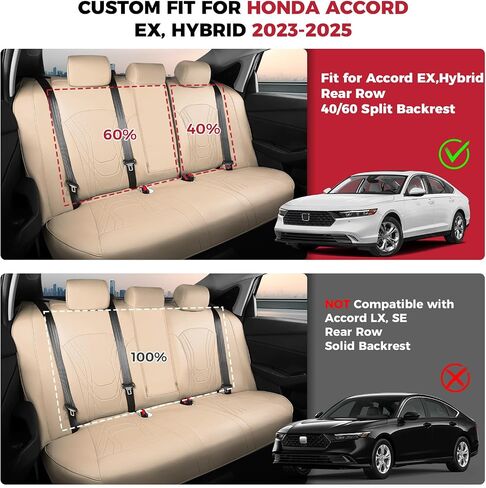 FREESOO for Honda Accord Seat Covers EX Hybrid 2023 2024 2025, Custom Fit Car Seat Covers, Luxury Waterproof Leather Seat Covers Full Set, Black in Kuwait