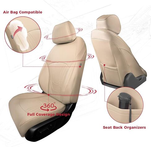 FREESOO for Honda Accord Seat Covers EX Hybrid 2023 2024 2025, Custom Fit Car Seat Covers, Luxury Waterproof Leather Seat Covers Full Set, Black in Kuwait