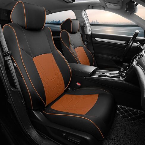 Freesoo for Honda Accord Covers Ex Hybrid 2023 2024 2025 ، أغطية مقعد السيارة المخصصة ، وأغطية مقعد جلدية مقاومة للماء فاخرة ، أسود ، in Kuwait