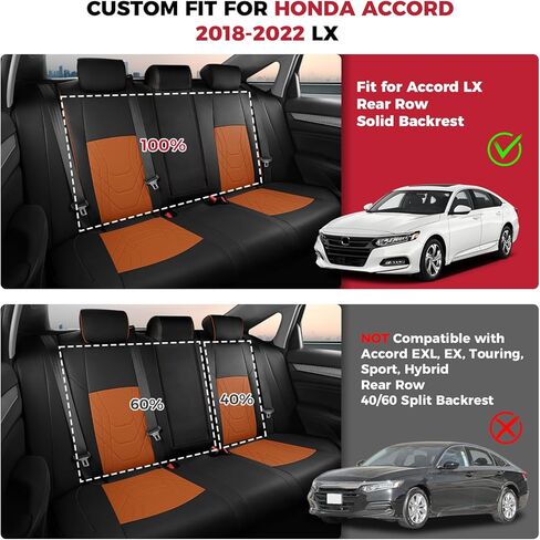 Freesoo for Honda Accord Covers Ex Hybrid 2023 2024 2025 ، أغطية مقعد السيارة المخصصة ، وأغطية مقعد جلدية مقاومة للماء فاخرة ، أسود ، in Kuwait