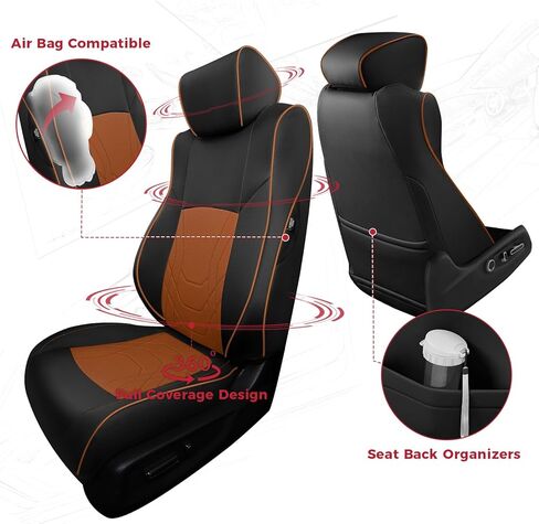 Freesoo for Honda Accord Covers Ex Hybrid 2023 2024 2025 ، أغطية مقعد السيارة المخصصة ، وأغطية مقعد جلدية مقاومة للماء فاخرة ، أسود ، in Kuwait