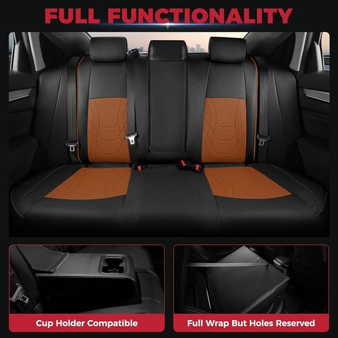 Freesoo for Honda Accord Covers Ex Hybrid 2023 2024 2025 ، أغطية مقعد السيارة المخصصة ، وأغطية مقعد جلدية مقاومة للماء فاخرة ، أسود ، in Kuwait