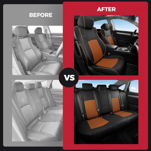 Freesoo for Honda Accord Covers Ex Hybrid 2023 2024 2025 ، أغطية مقعد السيارة المخصصة ، وأغطية مقعد جلدية مقاومة للماء فاخرة ، أسود ، in Kuwait