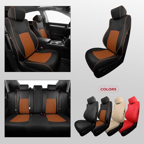 Freesoo for Honda Accord Covers Ex Hybrid 2023 2024 2025 ، أغطية مقعد السيارة المخصصة ، وأغطية مقعد جلدية مقاومة للماء فاخرة ، أسود ، in Kuwait