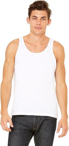 بقلم Bella + Canvas للجنسين Jersey Tank - White - XS - (النمط # 3480 - التسمية الأصلية) in Saudi Arabia