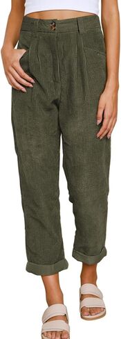 Acelitt Womens Elastic Waist Straight Leg Corduroy Pants with Pockets, S-2XL in Saudi Arabia