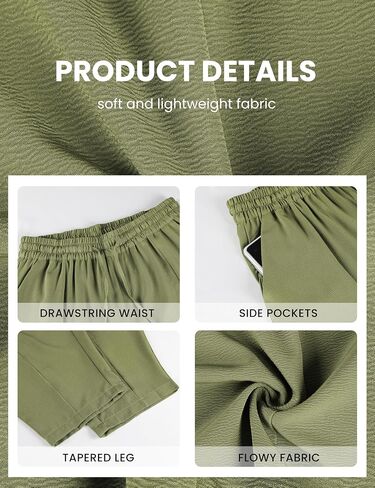 Lviefent Women Wide Leg Capri Pants Casual Elastic Waist Cropped Beach Palazzo Barrel Pants with Pockets in Saudi Arabia
