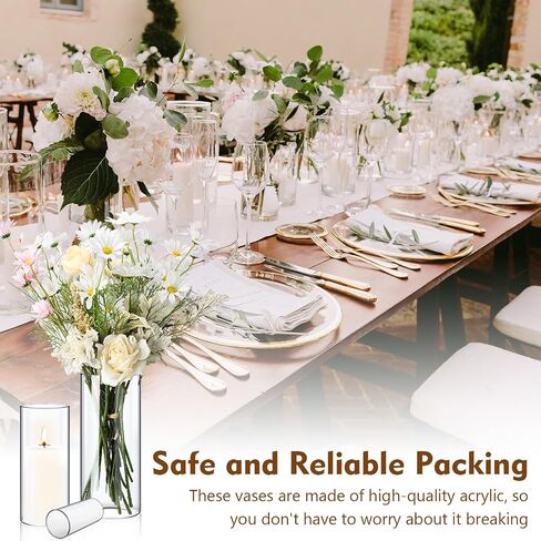 48 Pcs Glass Cylinder Vase Bulk Clear Different Sizes Candle Holder Decorative Centerpiece for Wedding Reception Home Flowers Modern Serene Spaces Living Glass Vases (4'', 6'', 8'' High) in Saudi Arabia