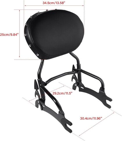 Green-L 12 "Sissy Bar Backrest Rack Rack Rack Abourting Abools Kit Fit for Indian Springfield 2016-2024 Chieftain 2014-2024 Challenger Limited Dark Horse 2020-2024 Roadmaster 2017-2024 Pursuit Elite 2023 in Saudi Arabia