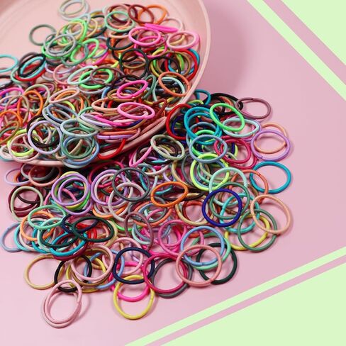400pcs علاقات شعر متعددة الألوان ، لا حاملي ذيل حصان مرنة ، ملحقات شعر إصبع 2 سم للفتيات in Kuwait