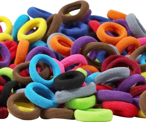 400pcs علاقات شعر متعددة الألوان ، لا حاملي ذيل حصان مرنة ، ملحقات شعر إصبع 2 سم للفتيات in Kuwait