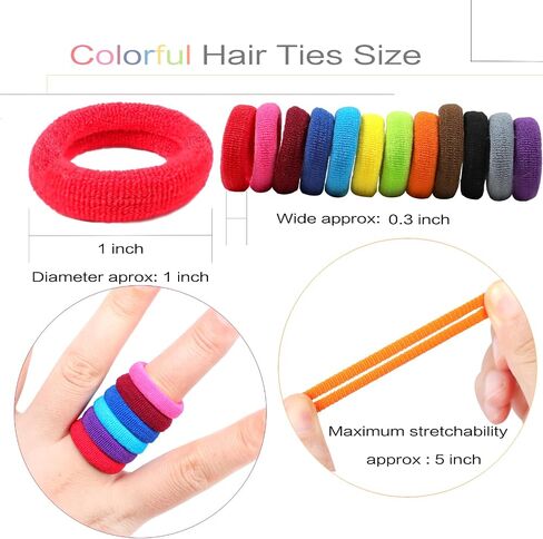 400pcs علاقات شعر متعددة الألوان ، لا حاملي ذيل حصان مرنة ، ملحقات شعر إصبع 2 سم للفتيات in Kuwait