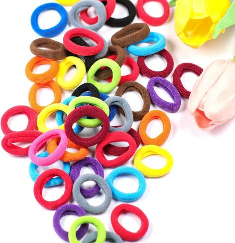 400pcs علاقات شعر متعددة الألوان ، لا حاملي ذيل حصان مرنة ، ملحقات شعر إصبع 2 سم للفتيات in Kuwait