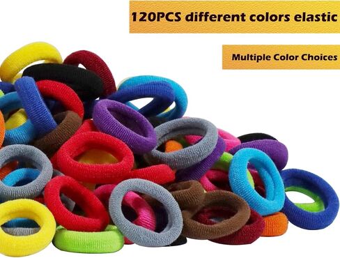 400pcs علاقات شعر متعددة الألوان ، لا حاملي ذيل حصان مرنة ، ملحقات شعر إصبع 2 سم للفتيات in Kuwait