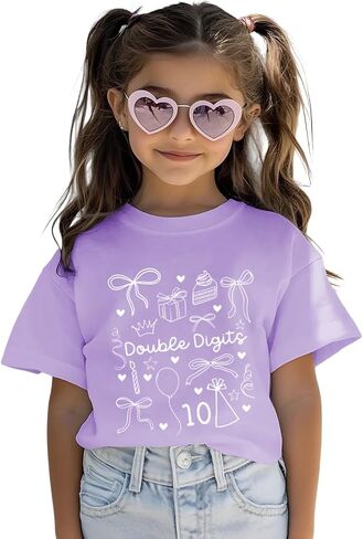in My Double Digits Era Birthday Girl Shirt 10 Year Old Shirts 10th Birthday Shirts for Girls Party Gift Tee Tops in Kuwait