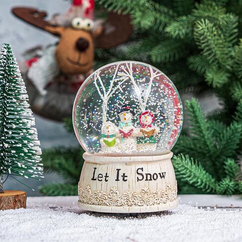 كرة ثلج موسيقية زجاجية من Topadorn، قبة لامعة لرجل الثلج من البوليستون لتزيين الكرة الأرضية، دعها تثلج in Kuwait