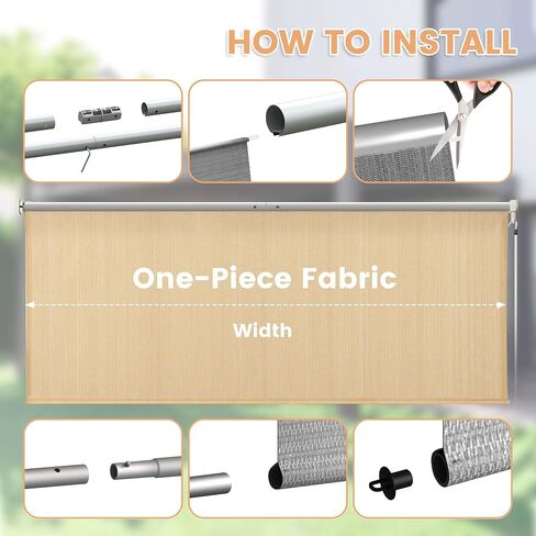 VICLLAX Cordless Outdoor Roller Shade with Splicing Design 9'×8', Exterior Roll Up Shade Blind for Porch, Patio, Yard, Graphite in Kuwait