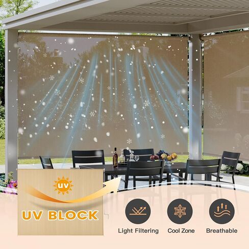 VICLLAX Cordless Outdoor Roller Shade with Splicing Design 9'×8', Exterior Roll Up Shade Blind for Porch, Patio, Yard, Graphite in Kuwait