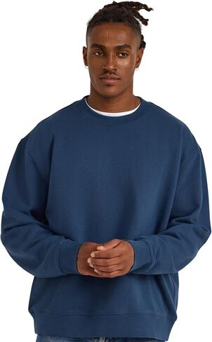 رجال عطلة نهاية الأسبوع مربعة ملائمة Crewneck قميص من النوع الثقيل in Kuwait