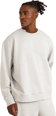 رجال عطلة نهاية الأسبوع مربعة ملائمة Crewneck قميص من النوع الثقيل in Kuwait