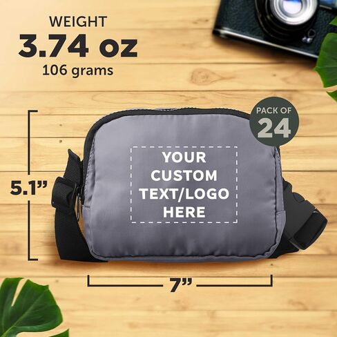 DISCOUNT PROMOS Custom Everyday Belt Bags Set of 24, Personalized Bulk Pack - Compact, Hands-Free, Stylish, Perfect for Travel, Sports, Daily Use - Grey in Saudi Arabia