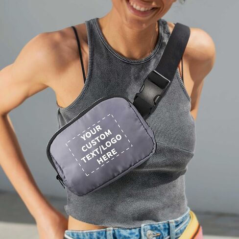 DISCOUNT PROMOS Custom Everyday Belt Bags Set of 24, Personalized Bulk Pack - Compact, Hands-Free, Stylish, Perfect for Travel, Sports, Daily Use - Grey in Saudi Arabia
