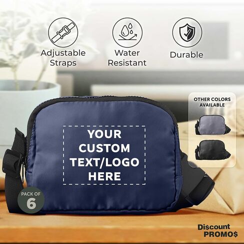 DISCOUNT PROMOS Custom Everyday Belt Bags Set of 24, Personalized Bulk Pack - Compact, Hands-Free, Stylish, Perfect for Travel, Sports, Daily Use - Grey in Saudi Arabia