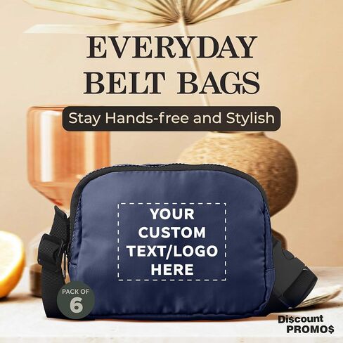 DISCOUNT PROMOS Custom Everyday Belt Bags Set of 24, Personalized Bulk Pack - Compact, Hands-Free, Stylish, Perfect for Travel, Sports, Daily Use - Grey in Saudi Arabia