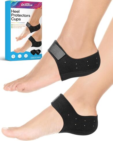 Gel Heel Cushion Support for Plantar Fasciitis, Heel Pads for Foot Pain Relief, Support Spur, Cracked Heels Women and Men (Black with Holes, Women 6-11, Men 6-10) in Kuwait