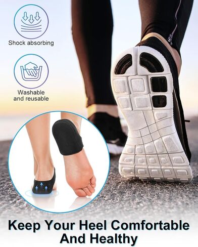 Gel Heel Cushion Support for Plantar Fasciitis, Heel Pads for Foot Pain Relief, Support Spur, Cracked Heels Women and Men (Black with Holes, Women 6-11, Men 6-10) in Kuwait