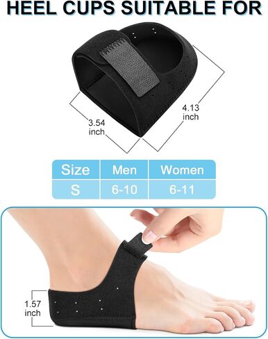 Gel Heel Cushion Support for Plantar Fasciitis, Heel Pads for Foot Pain Relief, Support Spur, Cracked Heels Women and Men (Black with Holes, Women 6-11, Men 6-10) in Kuwait