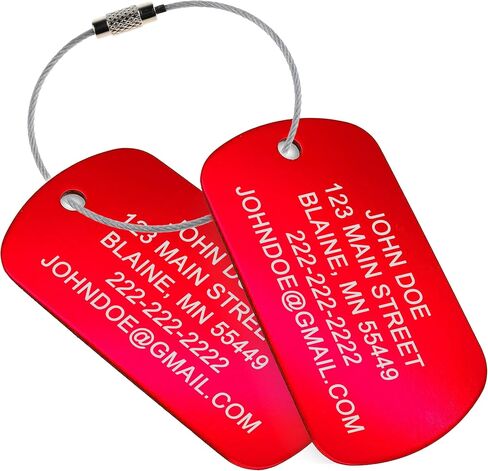 High Visibility Durable Anodized Aluminum Luggage Tags - 2 Pack, Customizable Travel ID Tag for Luggage, Golf Bags & More - Personalized Imprinted ID Tags (Black) in Saudi Arabia