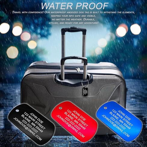 High Visibility Durable Anodized Aluminum Luggage Tags - 2 Pack, Customizable Travel ID Tag for Luggage, Golf Bags & More - Personalized Imprinted ID Tags (Black) in Saudi Arabia
