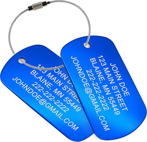 High Visibility Durable Anodized Aluminum Luggage Tags - 2 Pack, Customizable Travel ID Tag for Luggage, Golf Bags & More - Personalized Imprinted ID Tags (Black) in Saudi Arabia
