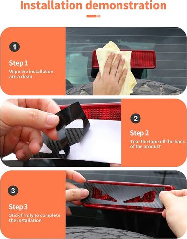 لجيب Wrangler JK JKU 2007-2018 ثالث غطاء مصباح الفرامل الثالث غطاء ضوء القطع ، ومكابح ثالثة مكابح ملصقات عالية ، ملصق ضوء الفرامل عالية ألياف الكربون ، الملحقات الخارجية in Kuwait