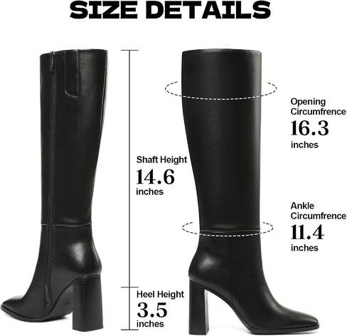 Celbreez Boots for Women Knee High Boots Square Toe Chunky Heel Wide Calf Boot Leather Side Zipper Tall Boot Fall 2025 Stylish Shoes Date Party Travel Winter Shoes in Saudi Arabia