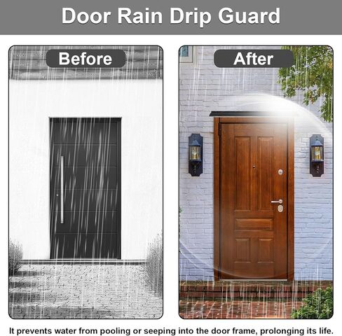 Door Rain Drip Guard, Aluminum Door Drip Cap Door Rain Guard, 40 Inch Drip Edge Flashing Door Rain Deflector Rain Diverter, Door and Window Rain Guards House, 2 Pcs in Kuwait