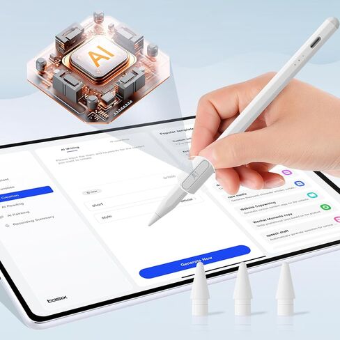 قلم القلم لأجهزة iPad ، قلم الرصاص السريع لشحن iPad بشكل أسرع ، حساس الإمالة ، رفض النخيل ، iPad Pro 12.9/11/13 بوصة M4 ، iPad Air 3/4/5/M2 ، iPad mini 5/6 in Kuwait